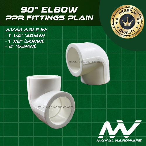 PPR Fittings Plain : Elbow / Coupling / Tee / End Cap / 1 1/4" (40mm); 1 1/2" (50mm); 2" (63mm)