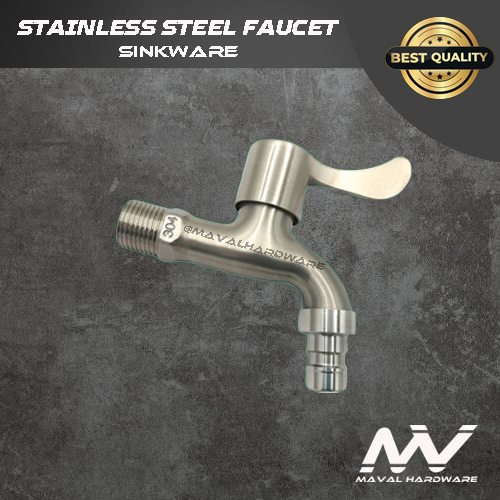 Wall mounted 1/2 Faucet Bib cock Stainless Steel SUS 304 Washing Machine Basin Tap Single Cold Water