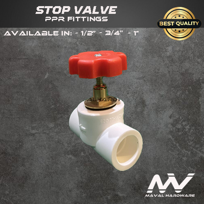 PPR Fittings Stop Valve 1/2" (20mm) , 3/4" (25mm) , 1" (32mm)