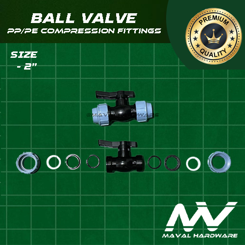PE / PP Compression Fittings PN16 - Ball Valve 2" (63mm),