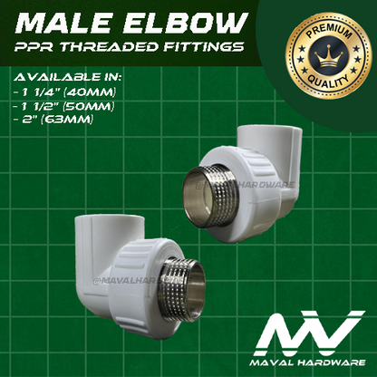 PPR Threaded Fittings:(Male & Female): Elbow / Coupling / Tee : 1 1/4"(40mm), 1 1/2"(50mm), 2"(63mm)