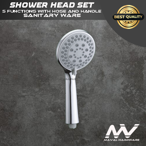 Shower Head Set 5 Functions Pressurized Bathroom with Hose and Handle
