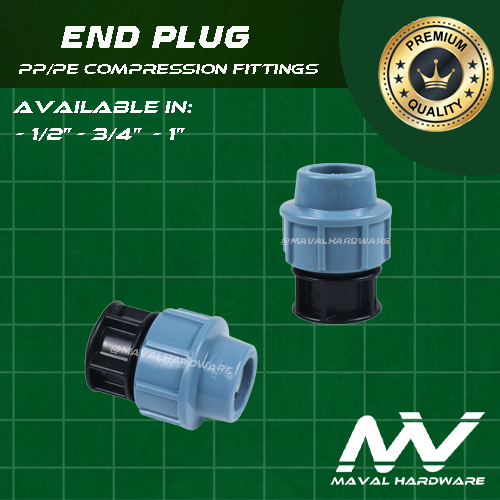 PE / PP Compression Fittings PN16 - Elbow, Coupling, Tee, Ball Valve, End Cap 1/2", 3/4", 1"