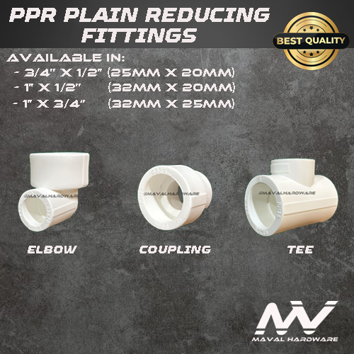 PPR Plain Fittings: Reducing Elbow / Reducing Coupling / Reducing Tee