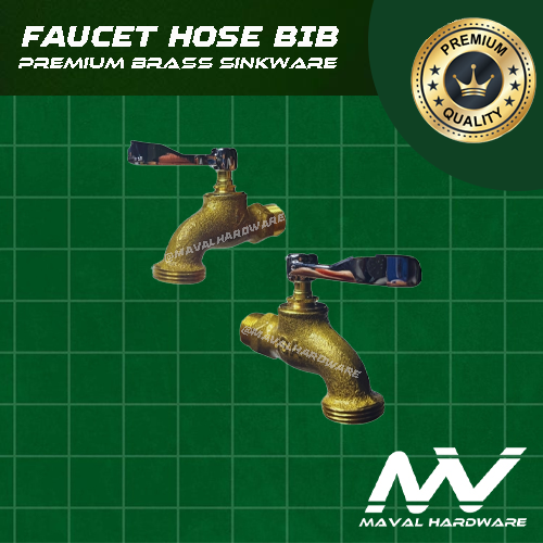 Sink Faucet | Plain Faucet Bib | Faucet Hose Bib - Brass body with Iron Spindle Zinc Handle; 1/2"
