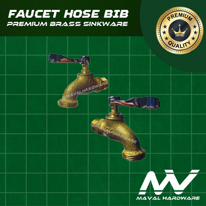 Sink Faucet | Plain Faucet Bib | Faucet Hose Bib - Brass body with Iron Spindle Zinc Handle; 1/2"